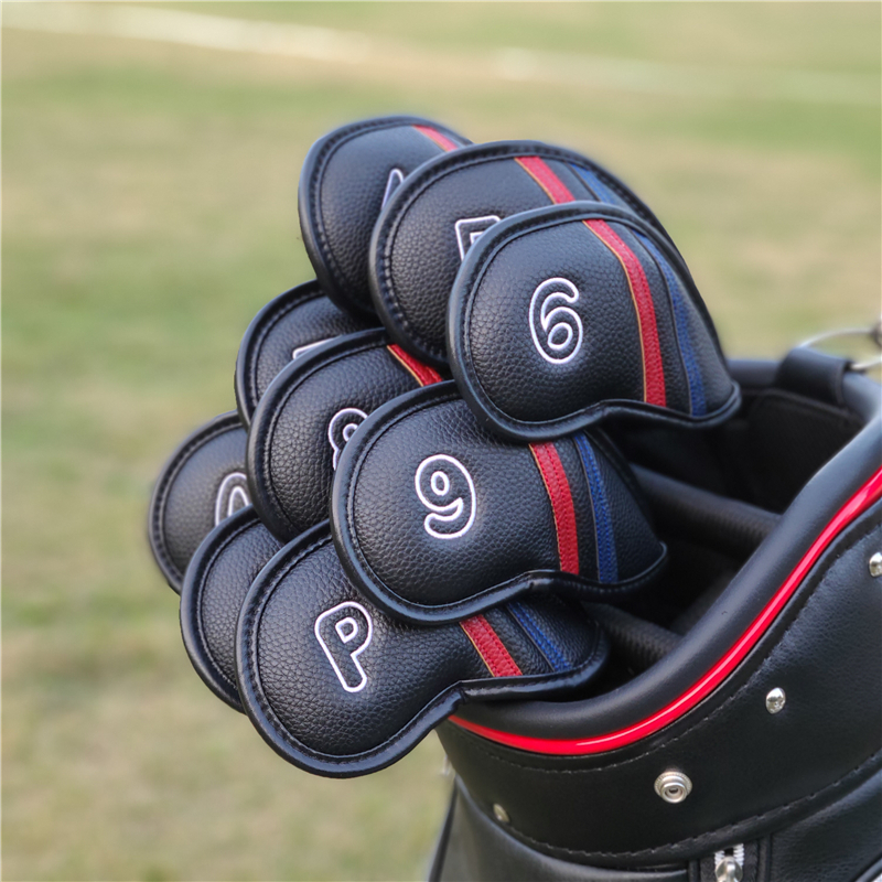 ヘッドカバー 番号刺繍入りストライプライン アイアンカバーセット