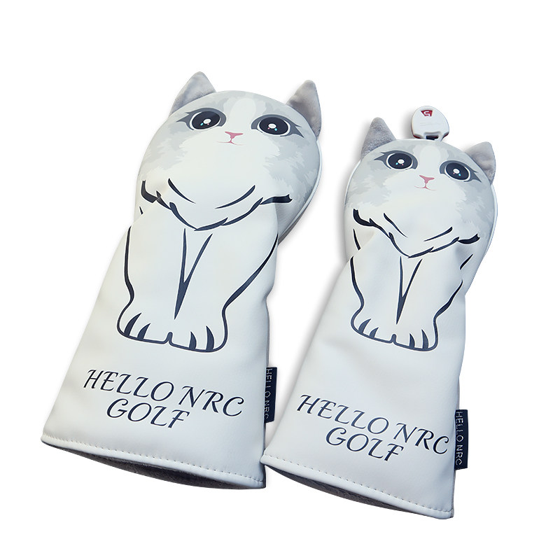 ヘッドカバー 愛らしい子猫デザインのウッドカバー