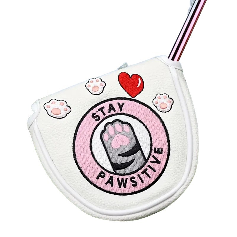 ヘッドカバー 肉球刺繍デザインハート柄パターカバー