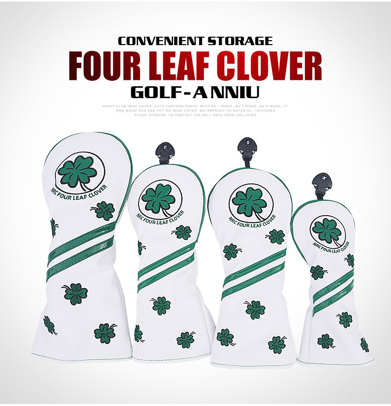 ヘッドカバー 四つ葉のクローバー刺繍入りドライバーカバー