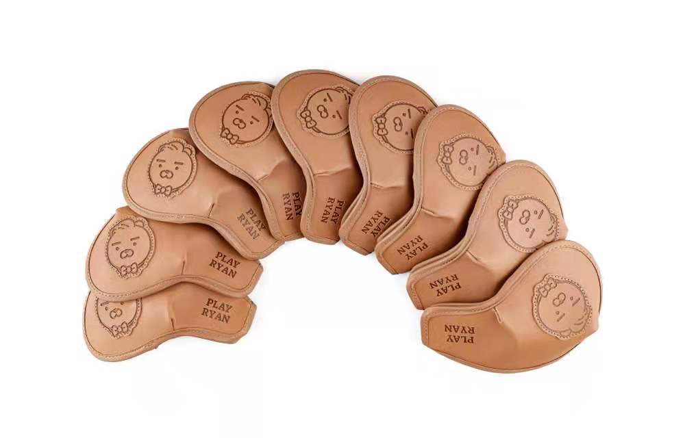 ヘッドカバー 番号刻印入り合成皮革製アイアンカバー十本組