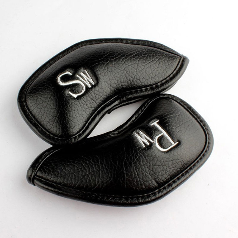 ヘッドカバー 番手刺繍入り本革調アイアンカバー十二個組