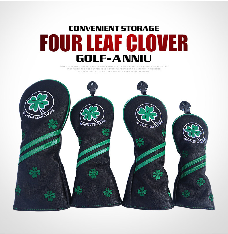 ヘッドカバー 四つ葉のクローバー刺繍入りドライバーカバー