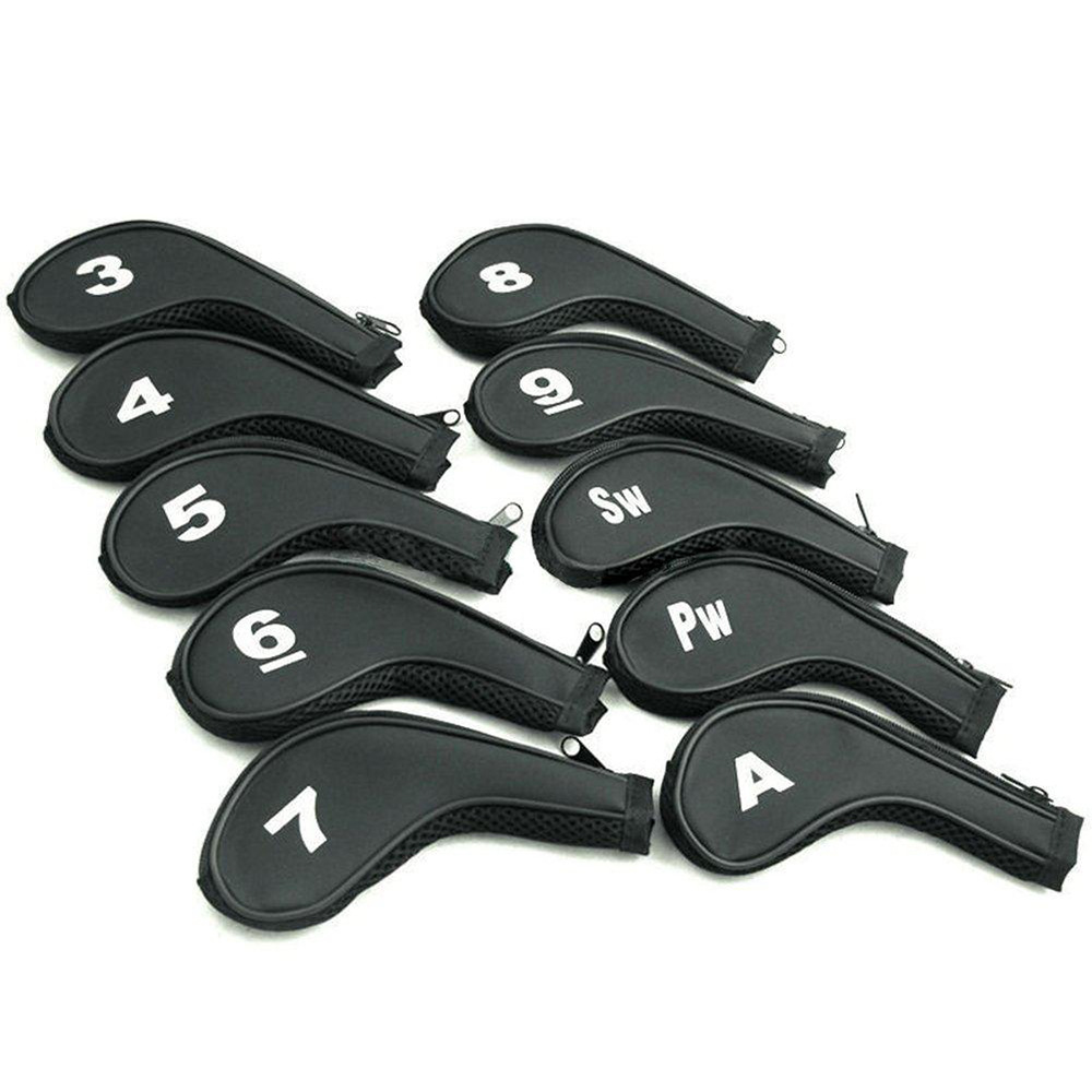 ヘッドカバー 番手表示付きジップアップ式アイアンカバーセット