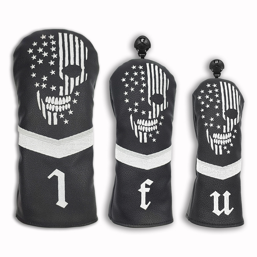 ヘッドカバー 星条旗スカル刺繍デザインドライバーカバー