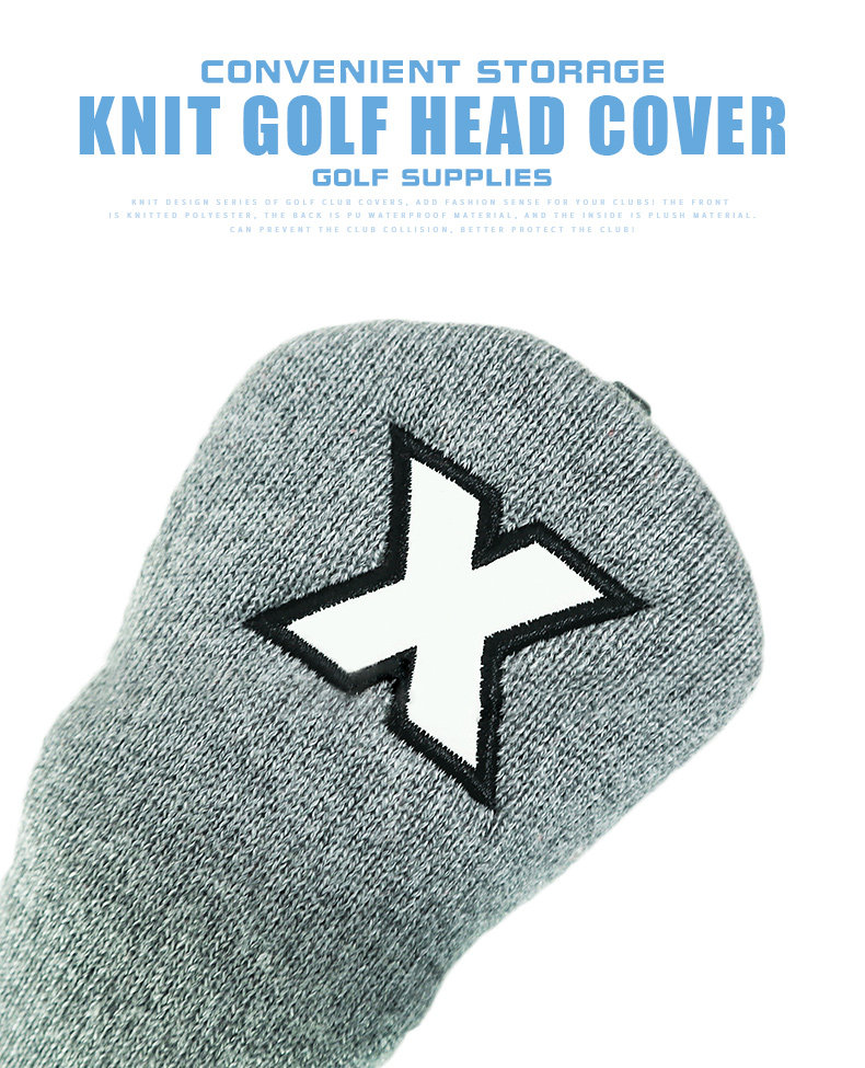 ヘッドカバー 番号刺繍入りニット製ウッドカバー四本組