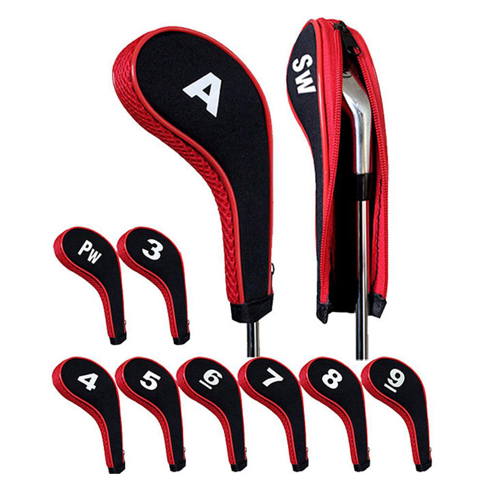 ヘッドカバー 番号刺繍入りアイアン用ジップ式保護カバー