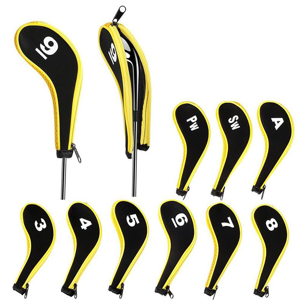 ヘッドカバー 番手表示付きジップアップ式アイアンカバーセット