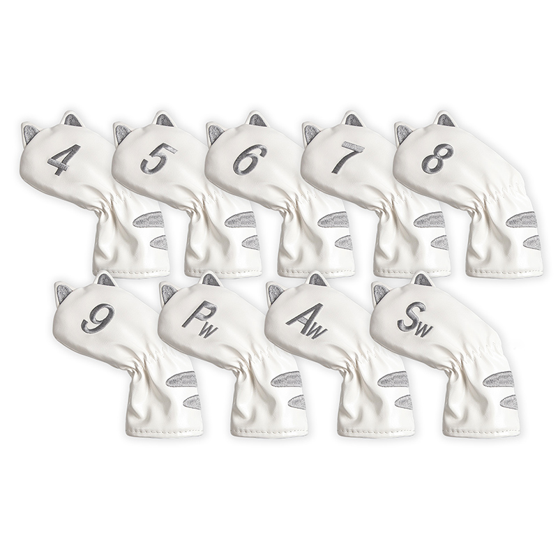 ヘッドカバー 猫耳デザイン番号付きアイアンカバーセット