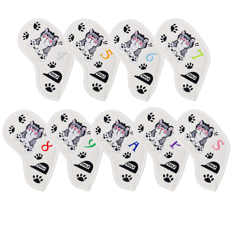 ヘッドカバー 子猫刺繍番号入りアイアンカバー9個セット