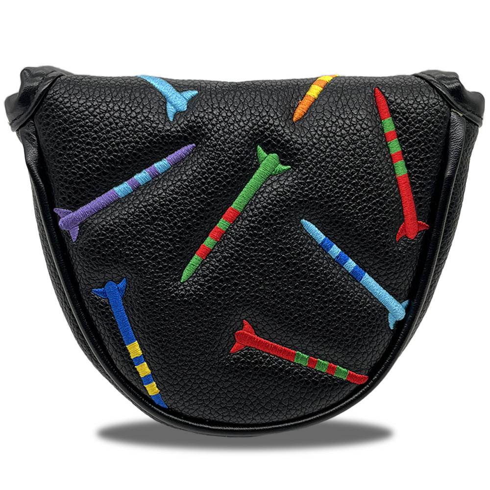 ヘッドカバー 刺繍ティー柄マレット型パターカバー