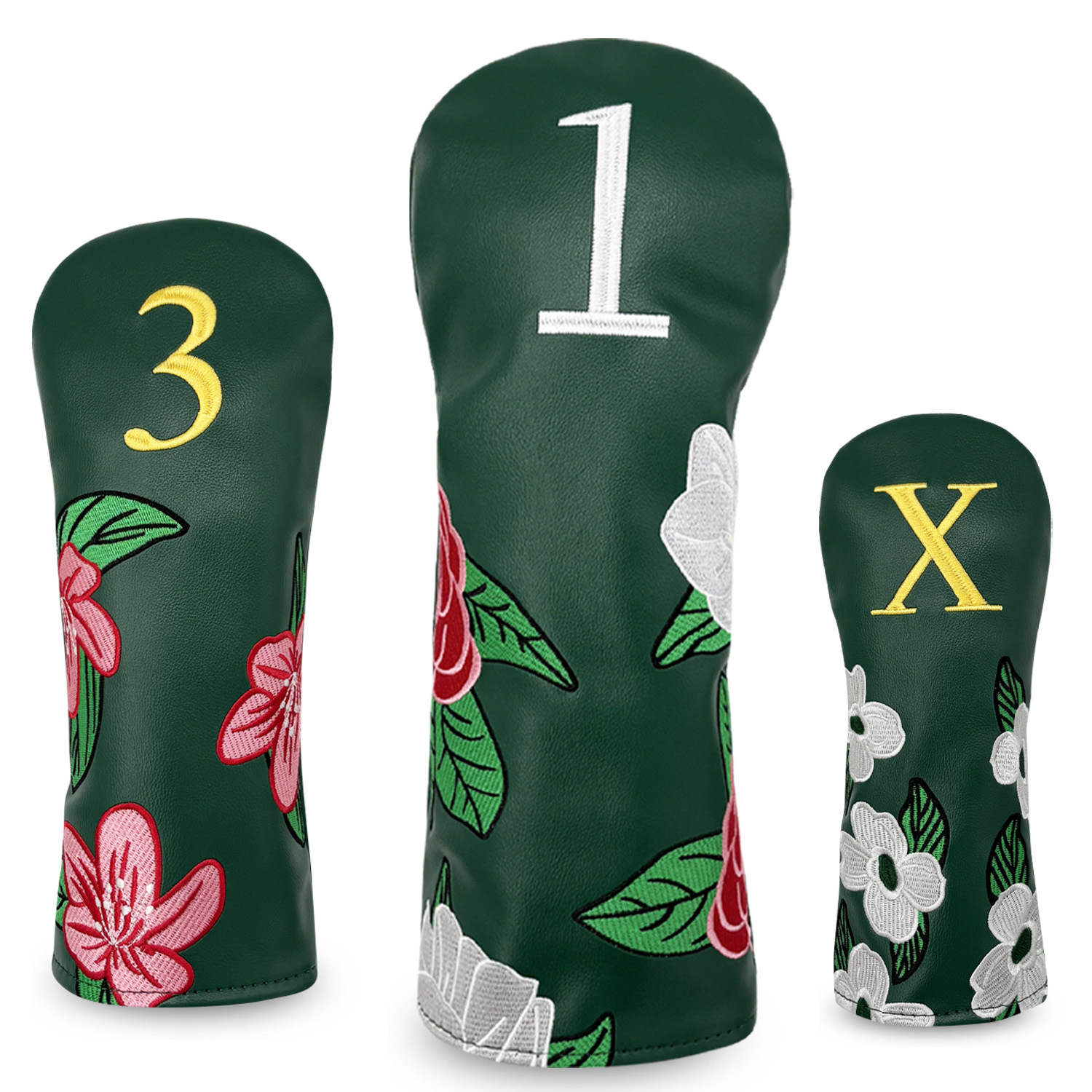 ヘッドカバー 花柄刺繍番号付きドライバーカバー