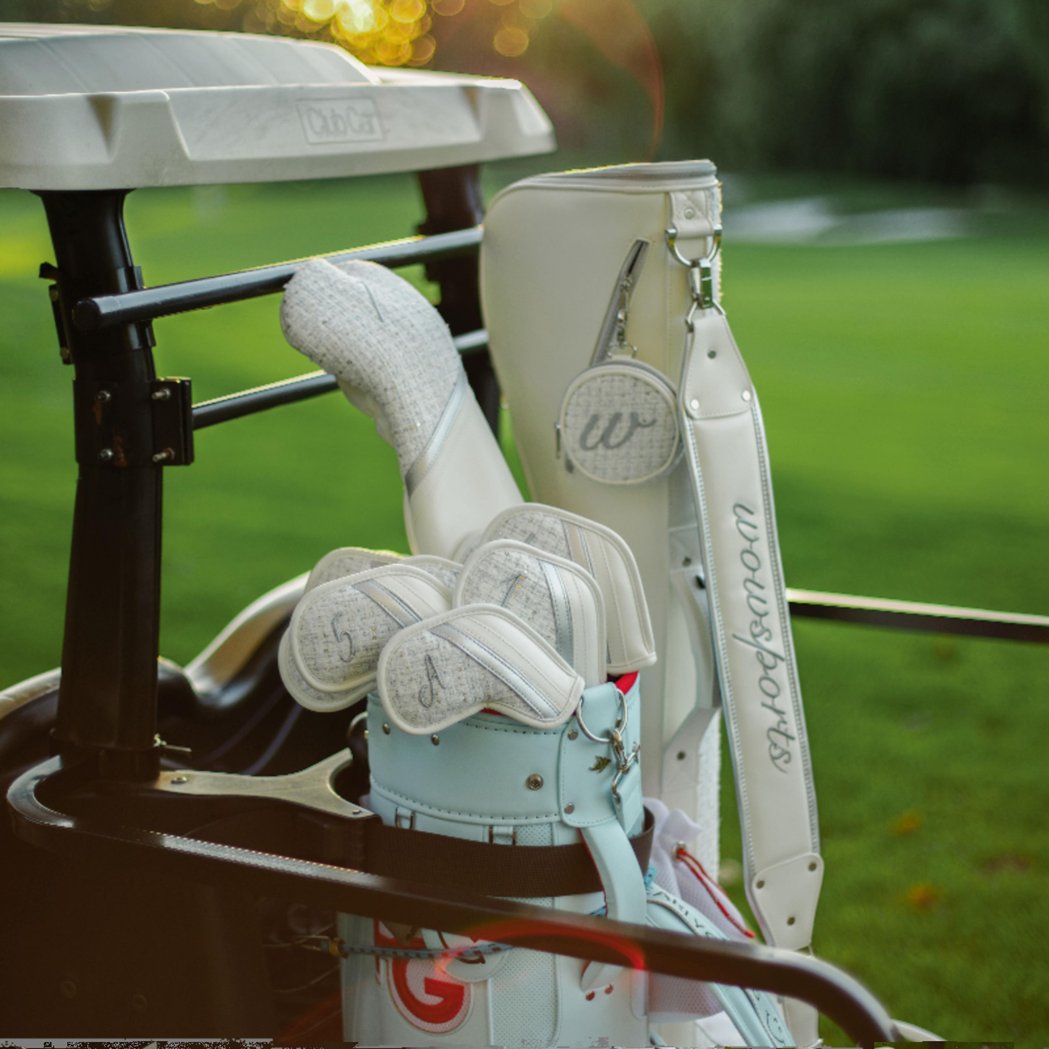 ヘッドカバー ツイード調エレガント番手付きアイアンカバー