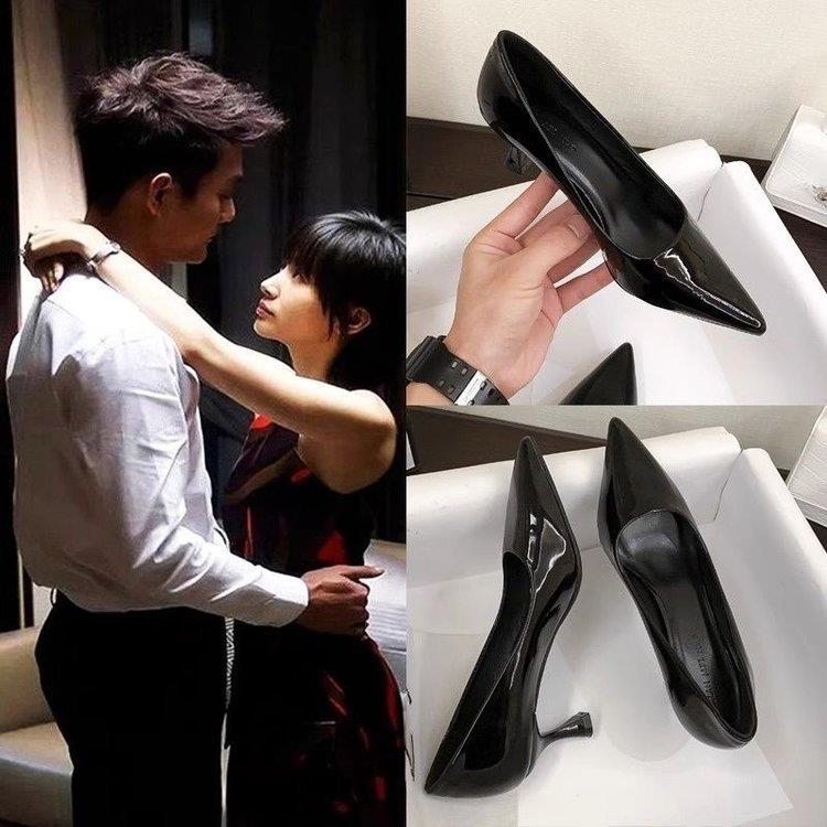 ヒール 艶やかポインテッドパンプス