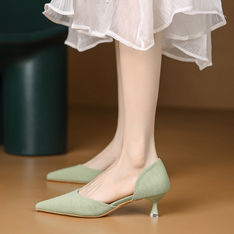 レース刺繍 ポインテッドトゥ 5センチヒールパンプス