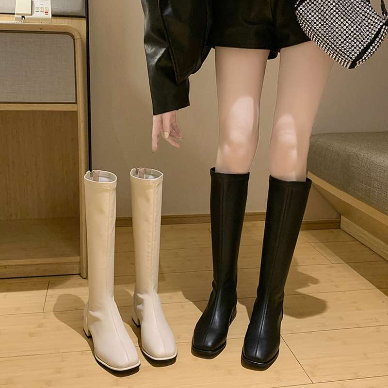 ハイヒール スタイリッシュストレートブーツ