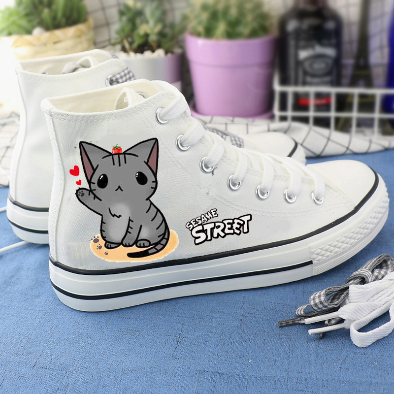 ハイカットスニーカー ねこちゃんデザインハイカット