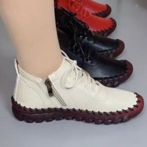 ハイカットスニーカー 手縫い風モカシンハイカットスニーカー