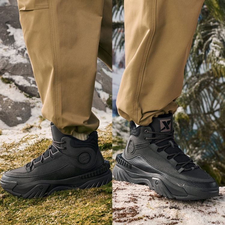ハイカットスニーカー アウトドア対応 多機能トレッキング 雪 ボリュームソール アクティブ 撥水加工 耐滑 滑り止め加工 防水素材