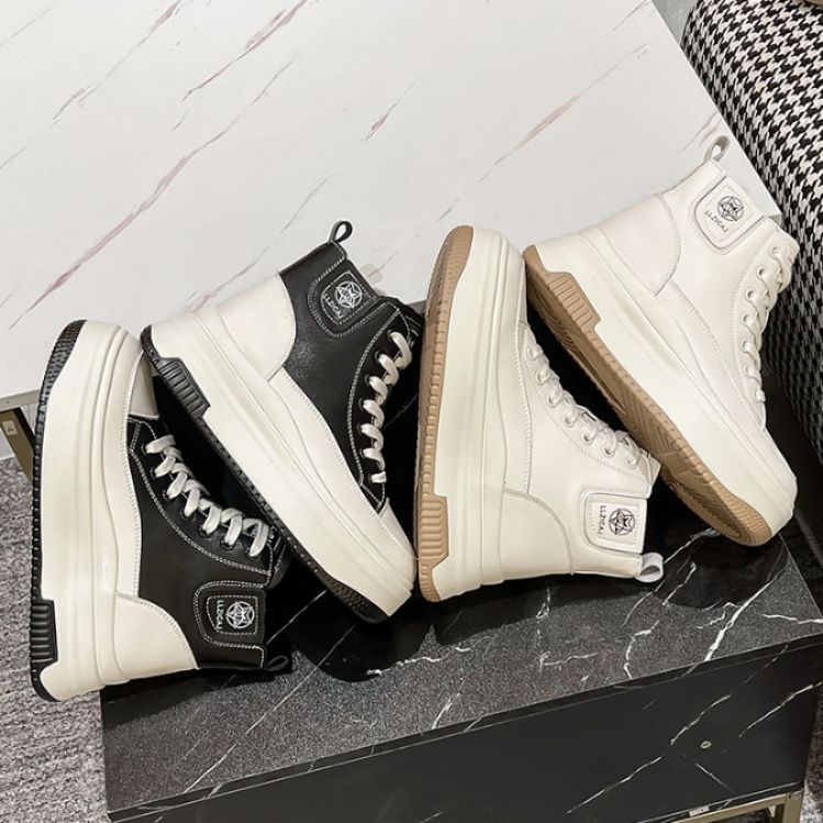 ハイカットスニーカー 定番 シンプル 厚底 おしゃれ スタイリッシュ きれいめ サイドジッパー 美脚効果 歩きやすい クッション 安定感