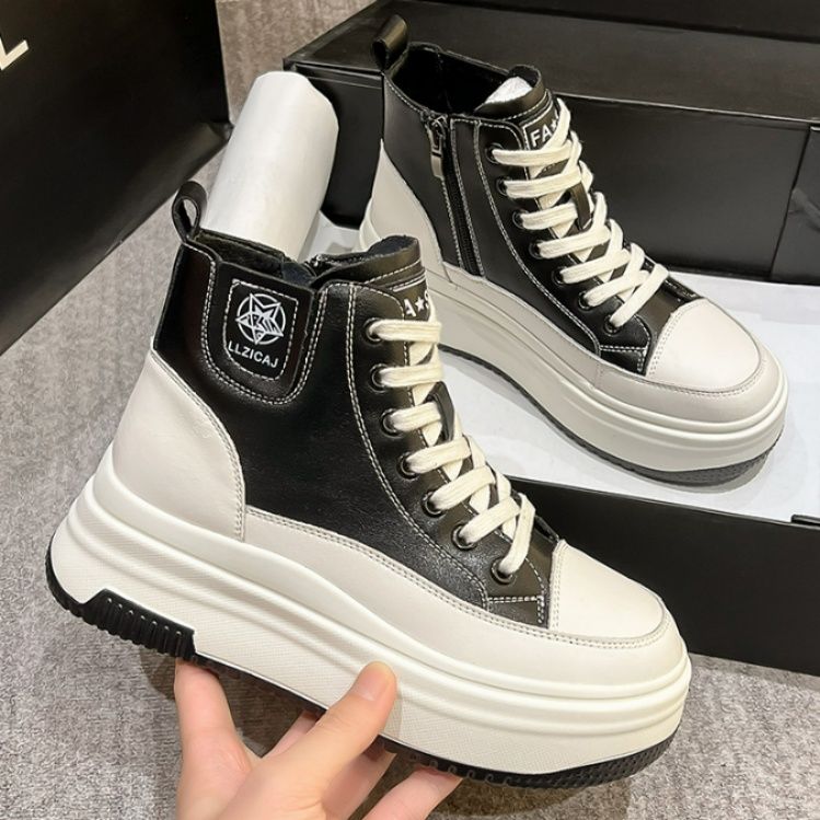 ハイカットスニーカー 定番 シンプル 厚底 おしゃれ スタイリッシュ きれいめ サイドジッパー 美脚効果 歩きやすい クッション 安定感