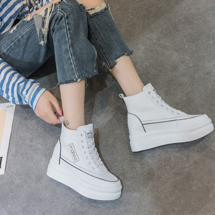 ハイカットスニーカー 厚底 身長アップ効果 カジュアル きれいめ シンプル かわいい 歩きやすい クッション 安定感 オールシーズン