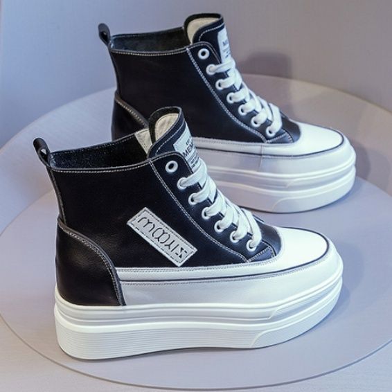 ハイカットスニーカー 厚底 身長アップ効果 カジュアル きれいめ シンプル かわいい 歩きやすい クッション 安定感 オールシーズン