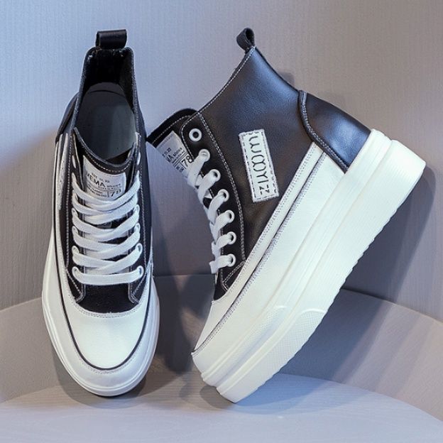 ハイカットスニーカー 厚底 身長アップ効果 カジュアル きれいめ シンプル かわいい 歩きやすい クッション 安定感 オールシーズン