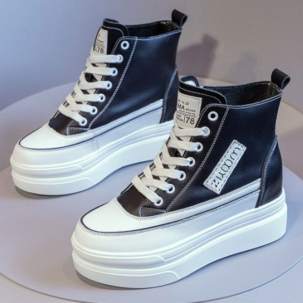 ハイカットスニーカー 厚底 身長アップ効果 カジュアル きれいめ シンプル かわいい 歩きやすい クッション 安定感 オールシーズン