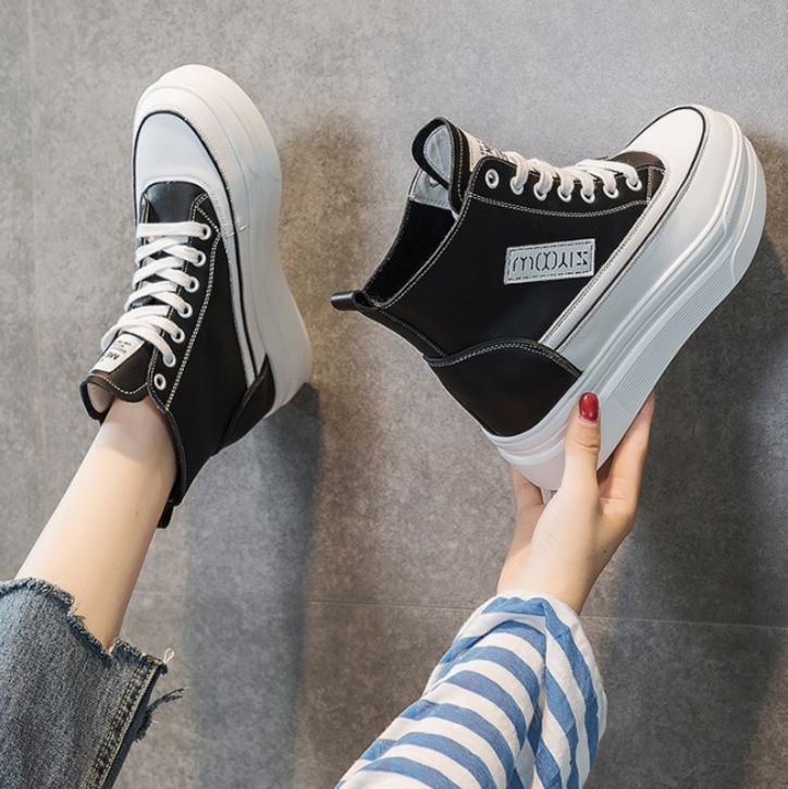 ハイカットスニーカー 厚底 身長アップ効果 カジュアル きれいめ シンプル かわいい 歩きやすい クッション 安定感 オールシーズン