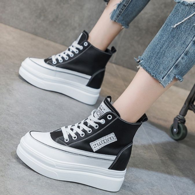 ハイカットスニーカー 厚底 身長アップ効果 カジュアル きれいめ シンプル かわいい 歩きやすい クッション 安定感 オールシーズン