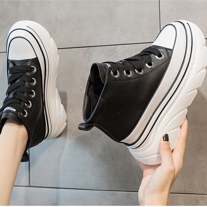 ハイカットスニーカー オールシーズン 厚底 カジュアル ストリート 伸長効果 美脚足長 履きやすい 歩きやすい クッション 安定感