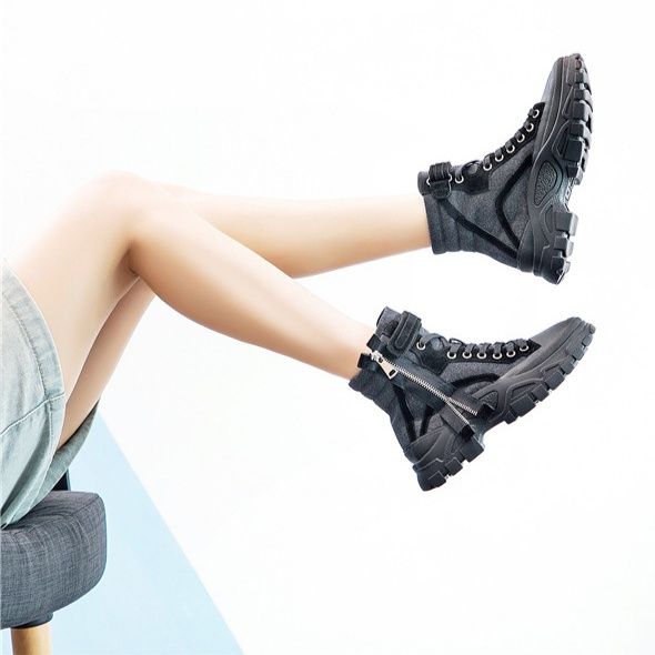 ハイカットスニーカー アウトドア ストリート タウンユース 厚底 防水性 サイドジッパー スタイリッシュ キャンバス生地 通気性