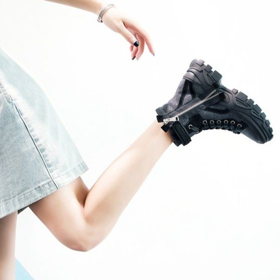 ハイカットスニーカー アウトドア ストリート タウンユース 厚底 防水性 サイドジッパー スタイリッシュ キャンバス生地 通気性