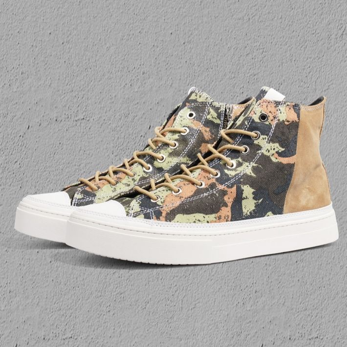 ハイカットスニーカー カジュアル かっこいい 目立つ 遊び心 おしゃれ 軽量 履きやすい 歩きやすい クッション サイドジッパー付き