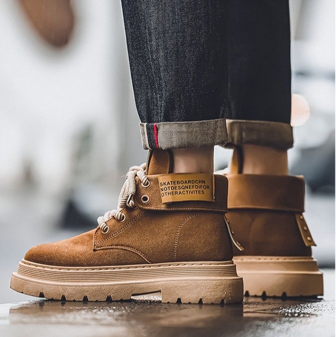 ハイカットスニーカー 秋 冬 厚底ソール ストリート感覚 すべりにくい 衝撃吸収 スエード素材 アウトドア ハイキング トレッキング