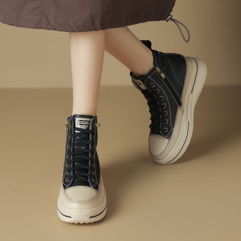 ハイカットスニーカー 秋 冬 脚長効果 伸長効果 美脚足長 おしゃれ スタイリッシュ きれいめ 厚底ソール 歩きやすい クッション 通気性