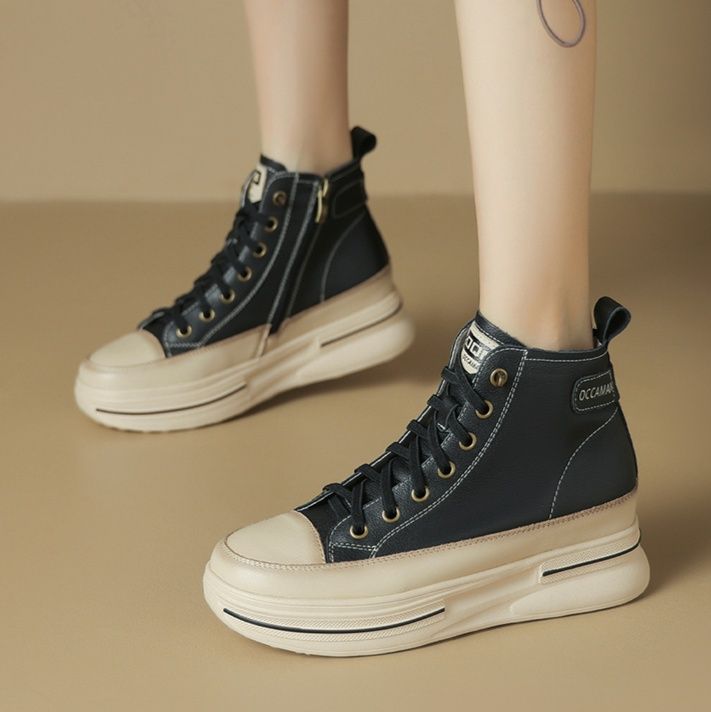 ハイカットスニーカー 秋 冬 脚長効果 伸長効果 美脚足長 おしゃれ スタイリッシュ きれいめ 厚底ソール 歩きやすい クッション 通気性