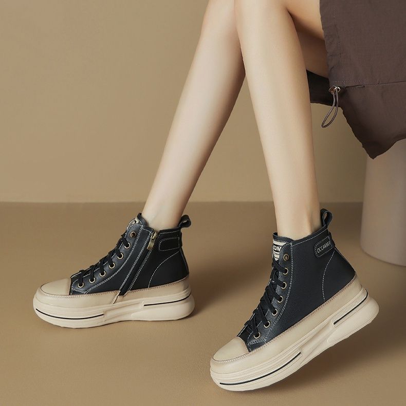 ハイカットスニーカー 秋 冬 脚長効果 伸長効果 美脚足長 おしゃれ スタイリッシュ きれいめ 厚底ソール 歩きやすい クッション 通気性