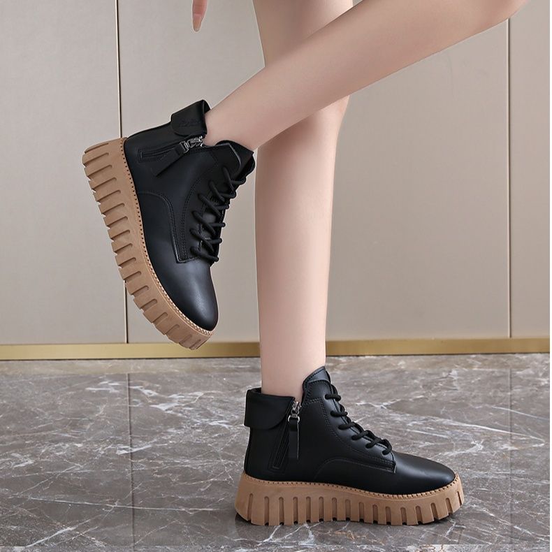 ハイカットスニーカー 定番 身長アップ効果 カジュアル きれいめ サイドファスナー 履きやすい 厚底 美脚足長 美脚 ボリュームソール