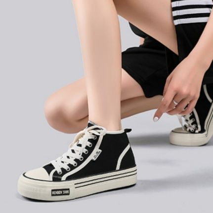 ハイカットスニーカー 人気 定番 シンプル カジュアル 可愛い 履きやすい 歩きやすい クッション 安定感 キャンパス 日常使い 