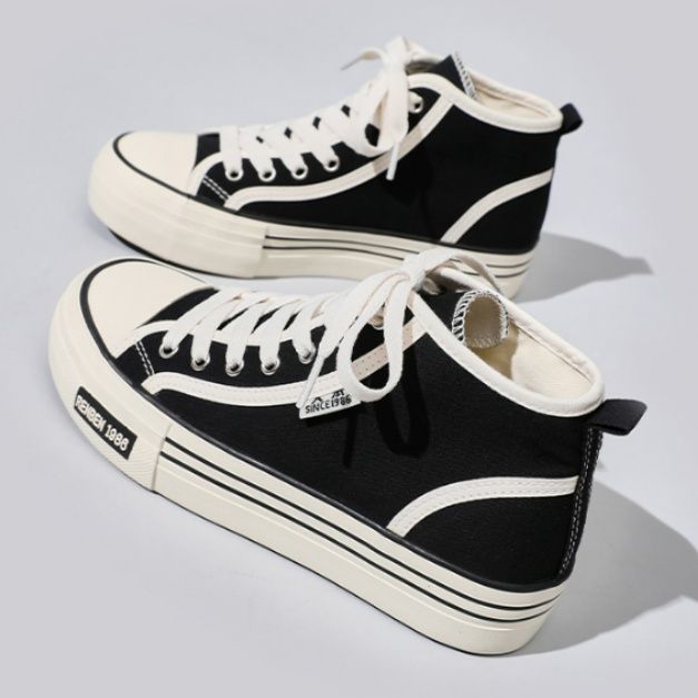 ハイカットスニーカー 人気 定番 シンプル カジュアル 可愛い 履きやすい 歩きやすい クッション 安定感 キャンパス 日常使い 