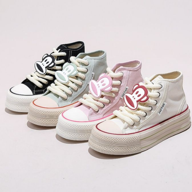 ハイカットスニーカー シンプル カジュアル 可愛い かわいい 目立つ 遊び心 デイリーコーデ デイリーユース 履きやすい 歩きやすい 