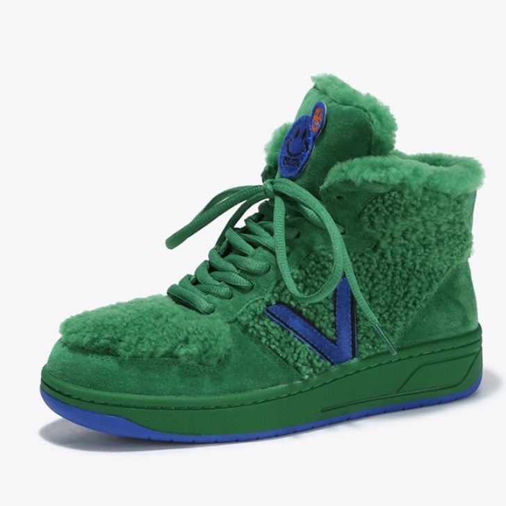 ハイカットスニーカー カジュアル 可愛い かわいい もこもこ 冬 スタイルアップ 伸長効果 ボリュームソール 裏ボア あったかい