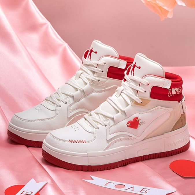 【レトロ厚底】ハイカットスニーカー | ワインレッド プラットフォームソール スタイルアップ