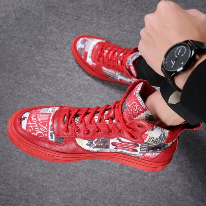 【レトロバッシュ】カラーブロック ハイカットスニーカー | ベルクロストラップ ストリート ユニセックス