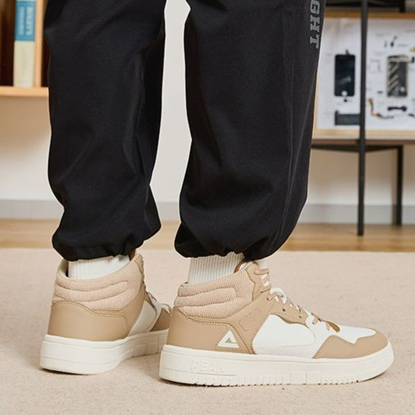 【レトロスポーティ】ハイカットスニーカー | 白×ブルー カラーブロック ストリート ユニセックス