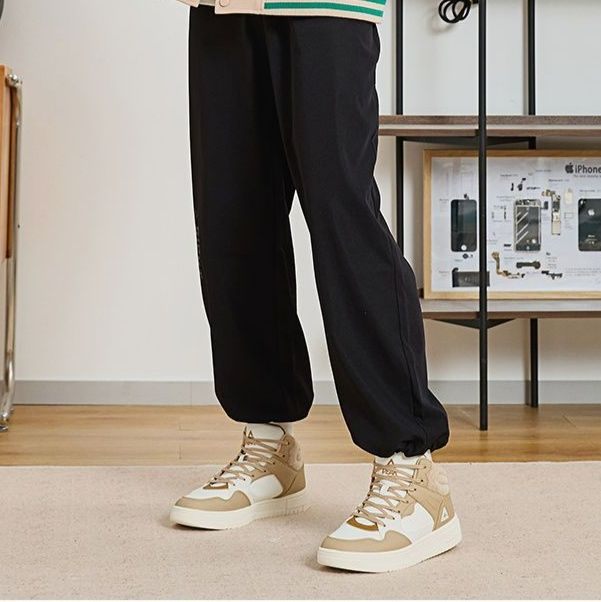 【レトロスポーティ】ハイカットスニーカー | 白×ブルー カラーブロック ストリート ユニセックス