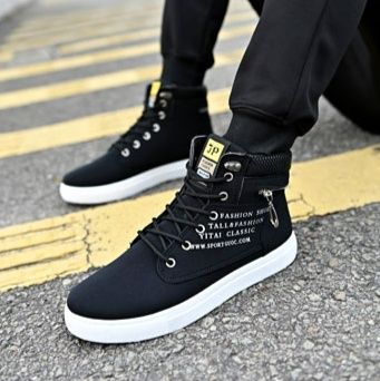 【淡色アクセント】綺麗めシック テクニカル ハイカットスニーカー |  チャンキーソール スポーティ