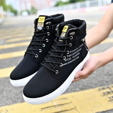 【淡色アクセント】綺麗めシック テクニカル ハイカットスニーカー |  チャンキーソール スポーティ